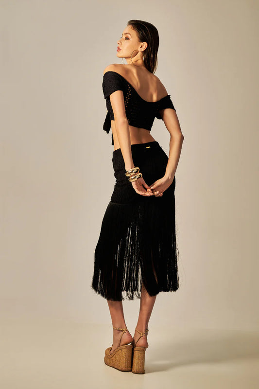 PATY SKIRT SET BLACK JACQUARD TEXTURE