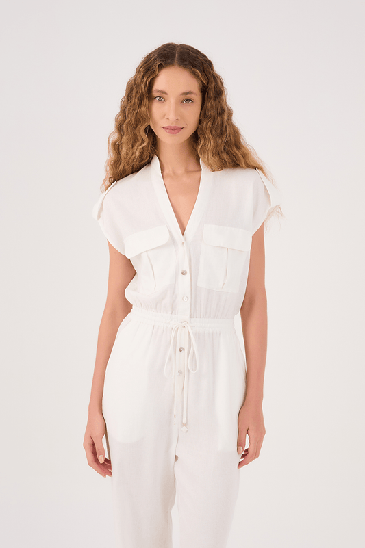 Elastic waistband jumpsuit