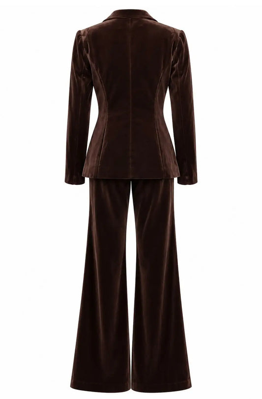 CHOCOLATE BROWN VELVET BLAZER & PANTS