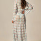LONG SIXTY DRESS GREEN RETRO PRINT