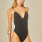 BLACK TEXTURE LILY SWIMSUIT
