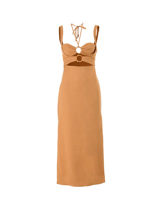 Tan cut outs dress