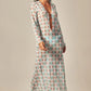 LONG SIXTY DRESS GREEN RETRO PRINT