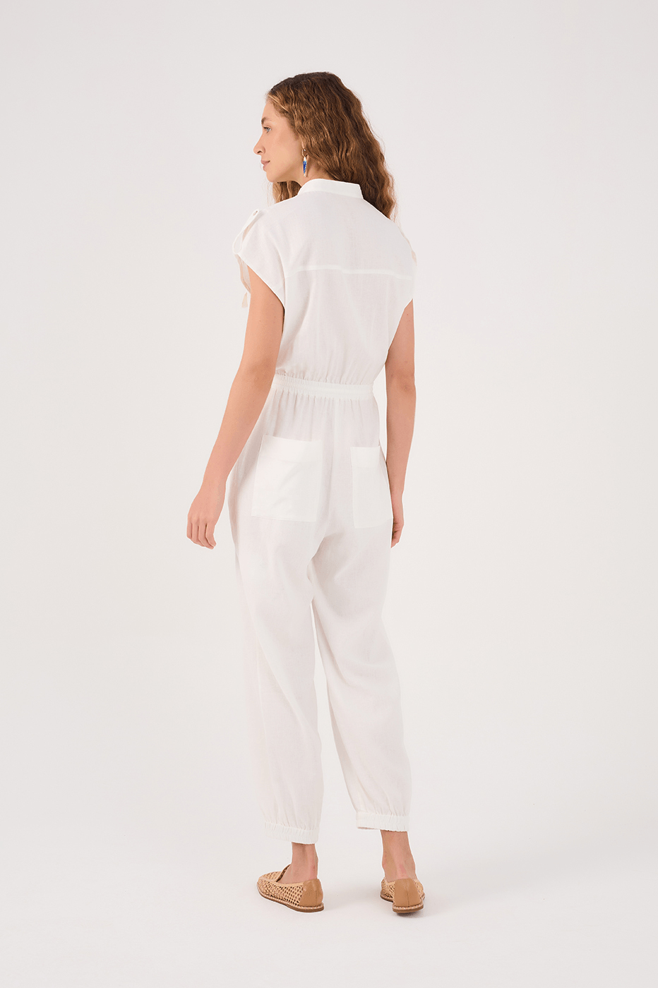 Elastic waistband jumpsuit