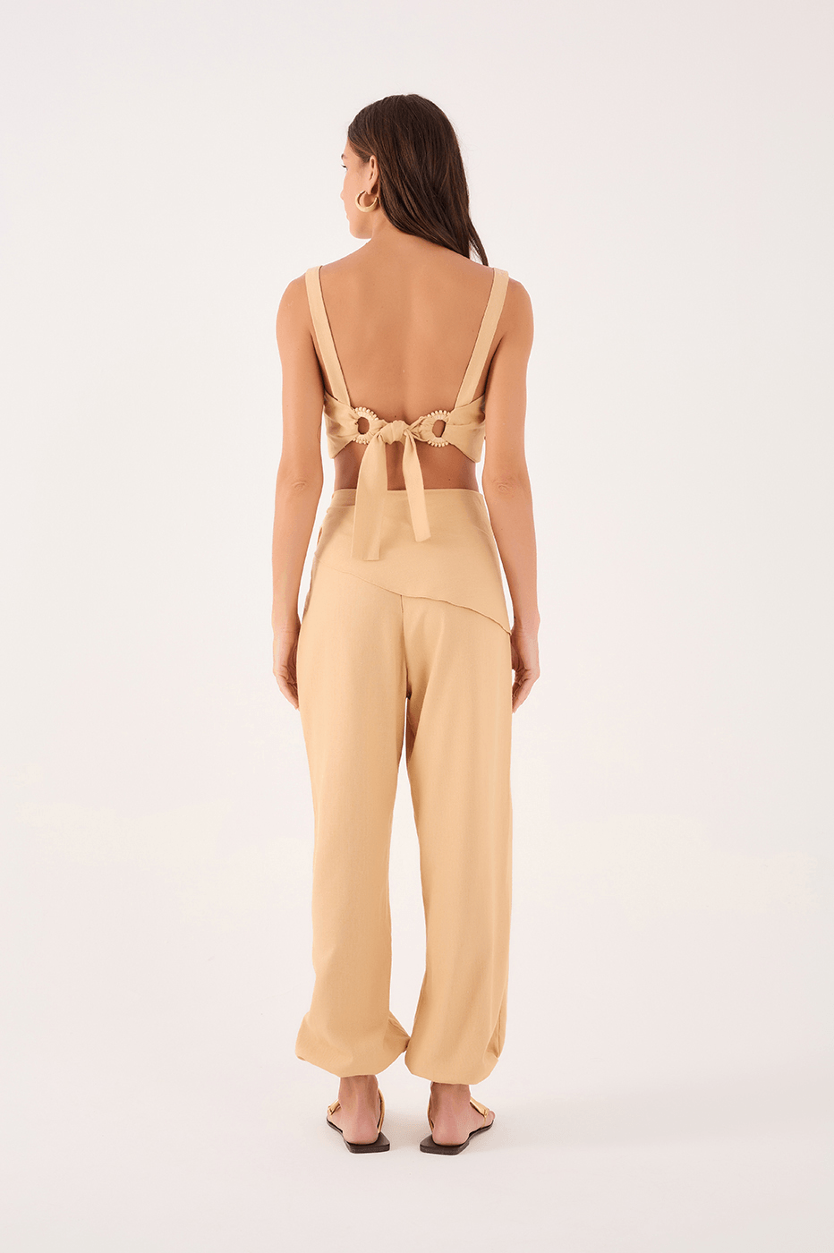 Linen pants with buckle