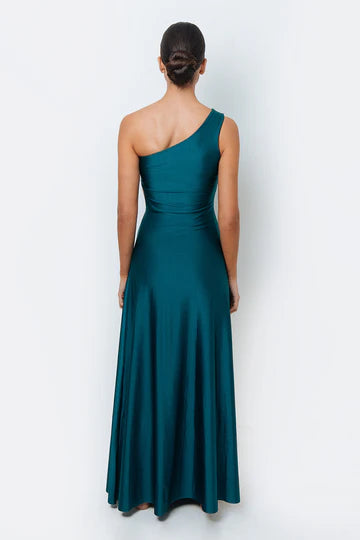 Teal one shoulder dress