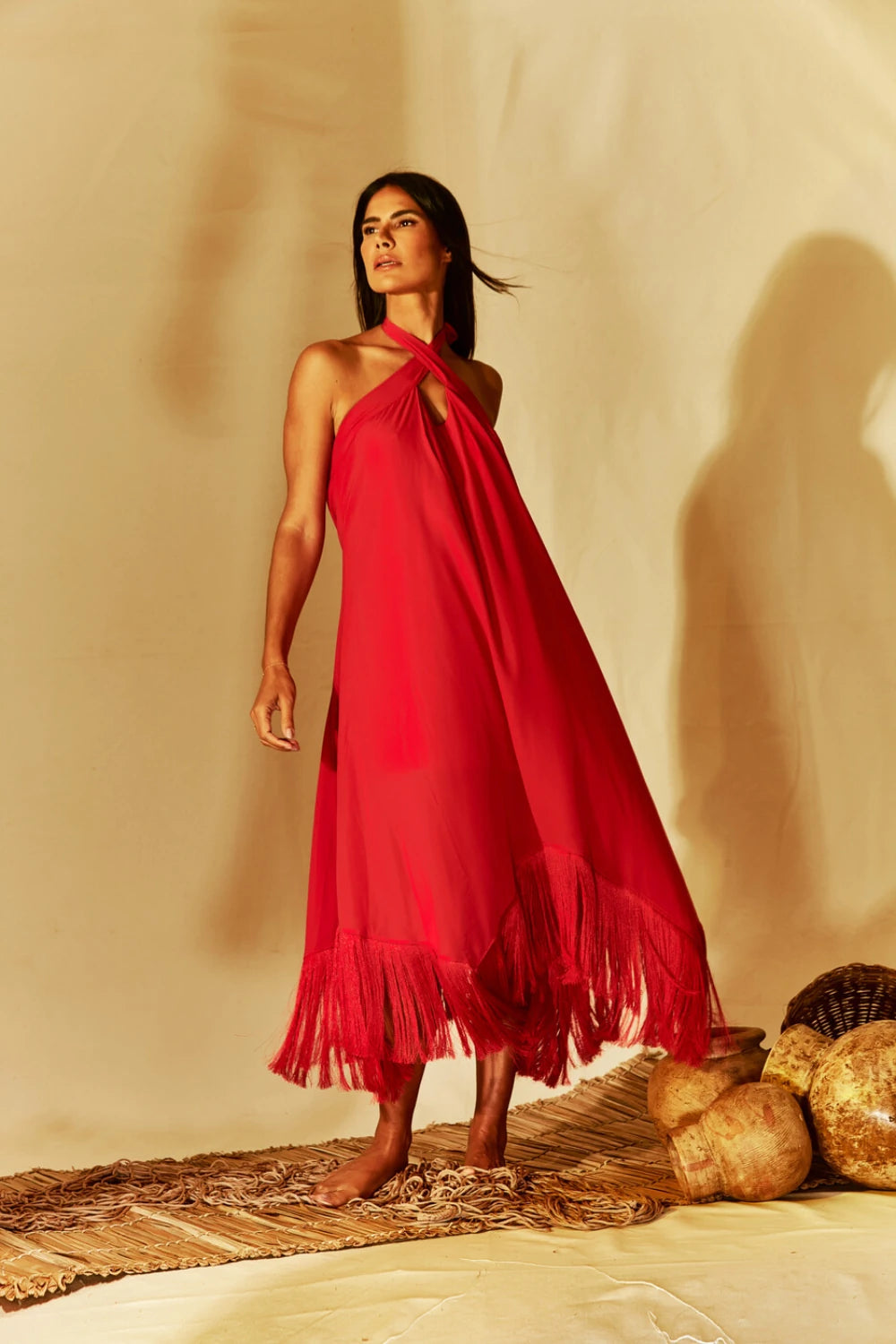 Red fringe dress