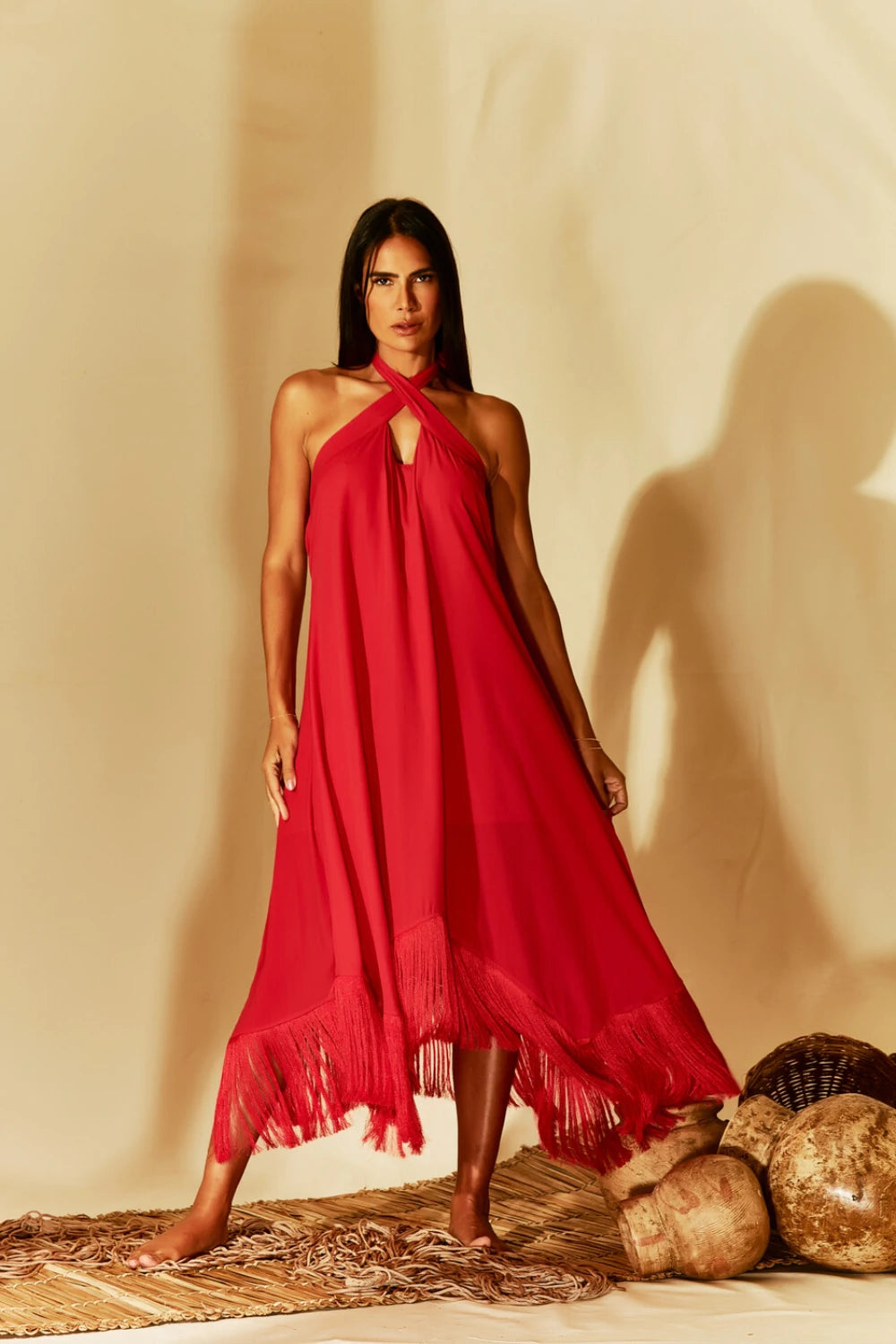 Red fringe dress